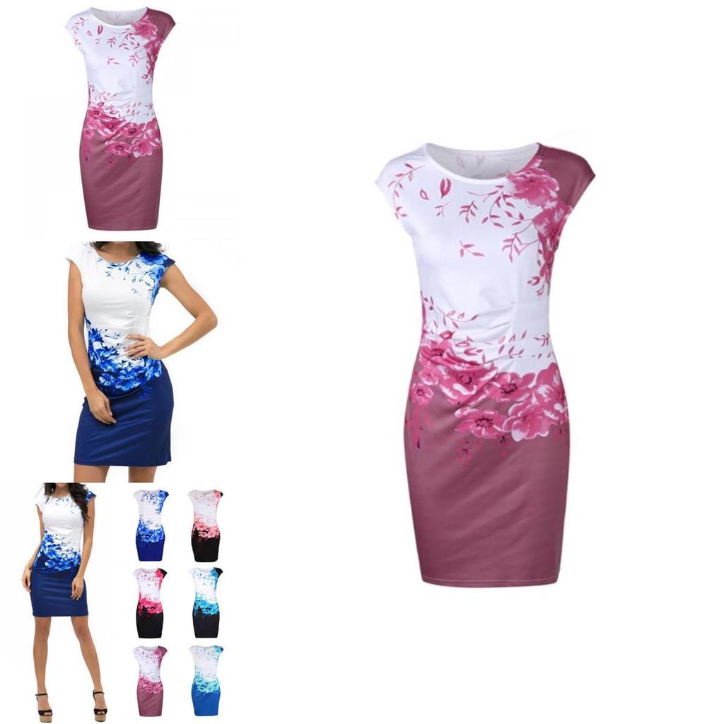 Sleeveless Dress Womens Slim Fit Mini Dress Party Dress Evening Floral Printed