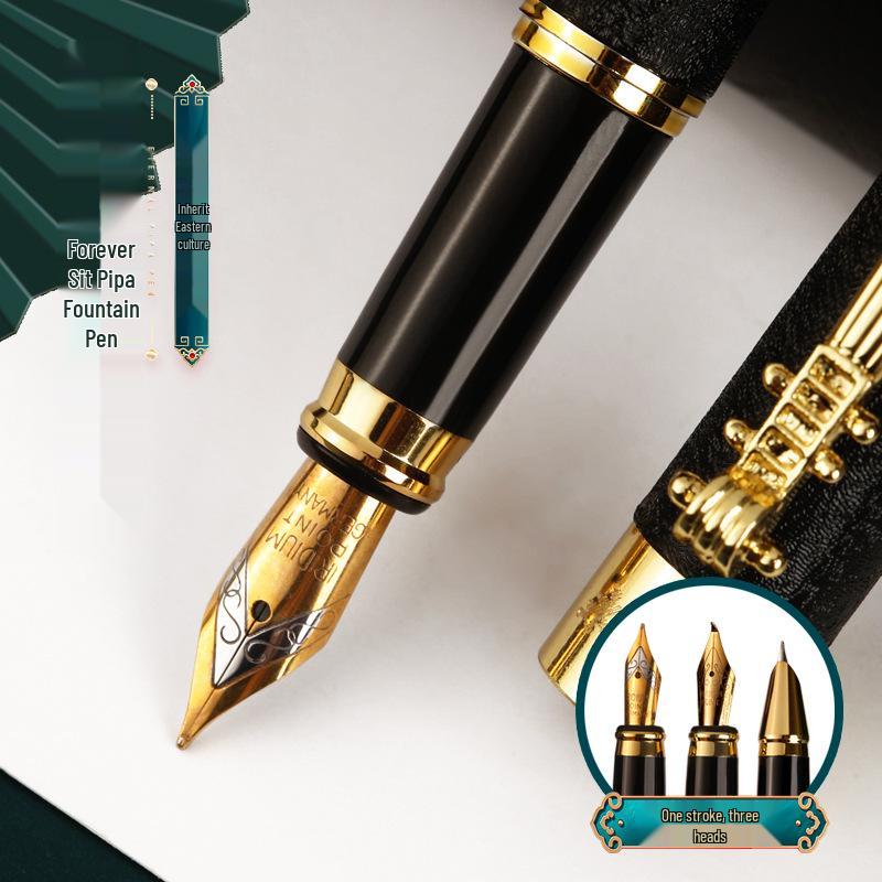 Eternal Life Pipa Fountain Pen 3-Piece Set: Office Ink Cartridge & Student Calligraphy Pen