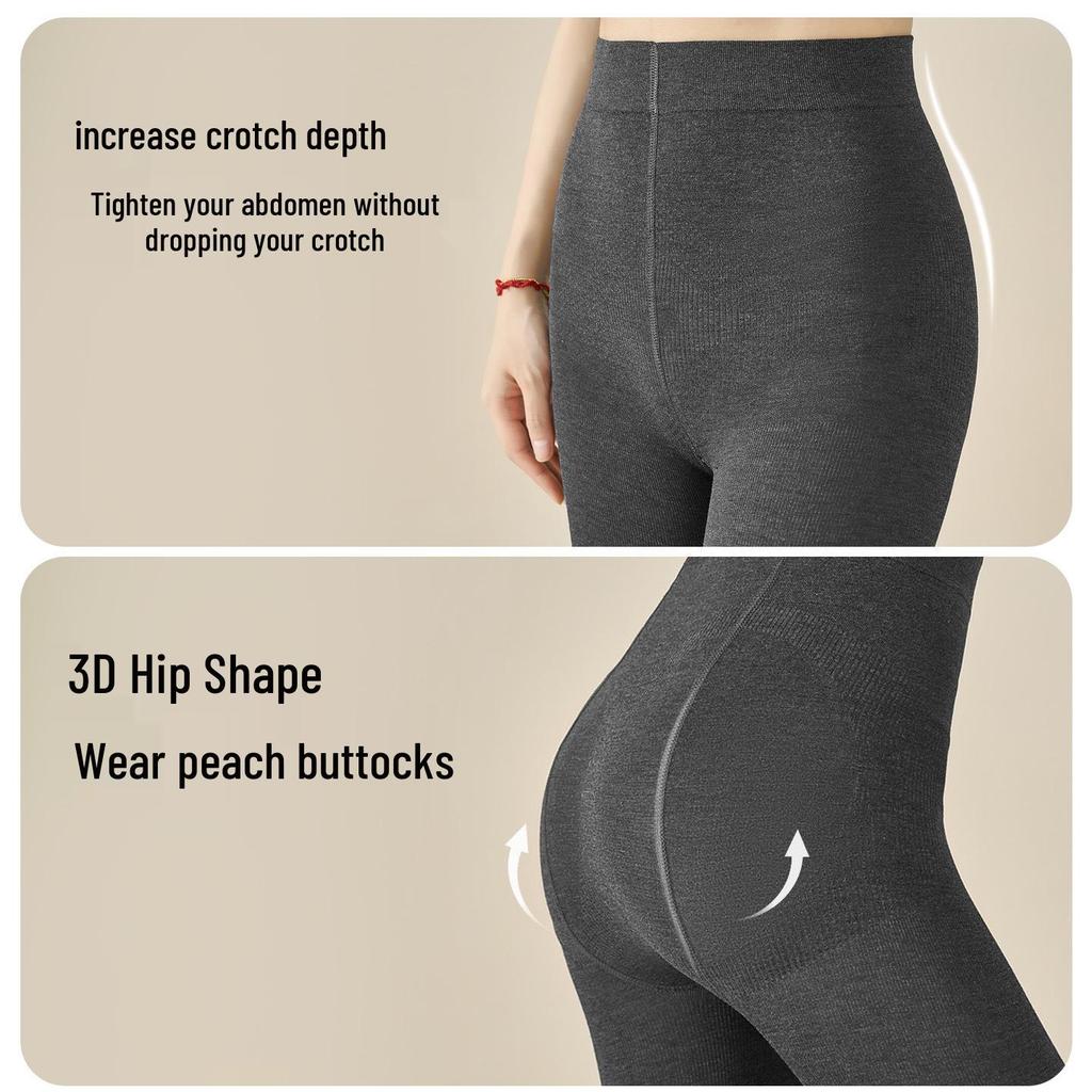 Women's Black Fleece-Lined Pantyhose: Thick, Slimming, Hip-Lifting Leggings for Autumn/Winter