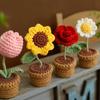 Simulated Flower Hand Woven Small Potted Plant Tulip Sunflower Hook Weaving Desktop Decoration Simulated Flower Ornament Gift