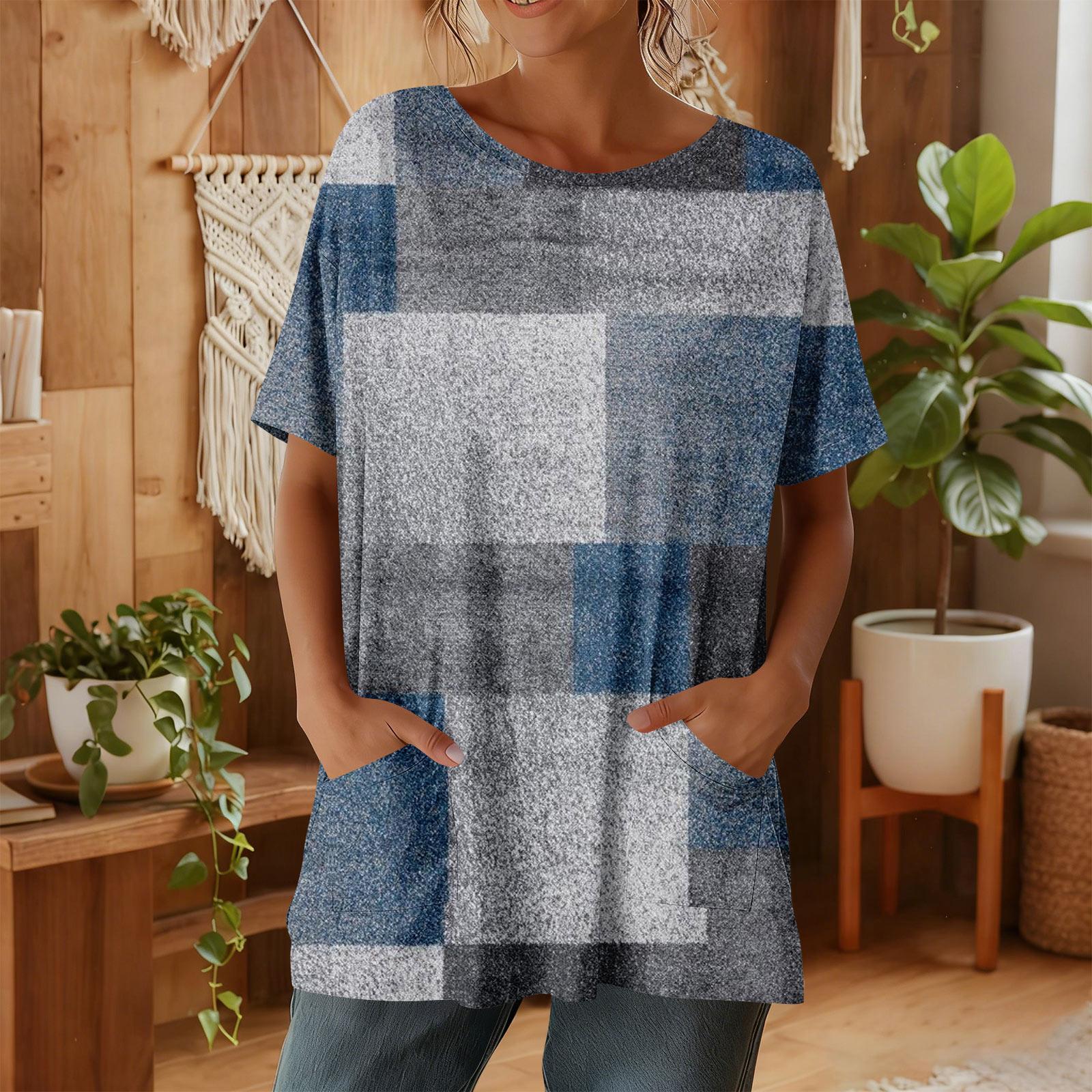 

Женская мода повседневный короткий рукав цветочный принт топ L