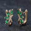 Pinduoduo Hot Sale Water Drop Floral Shape Green Zircon Earrings Simple Stylish Women's Earrings