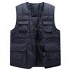 Men Autumn Winter Vest with Multiple Pockets Zipper Closure Sleeveless Solid Color