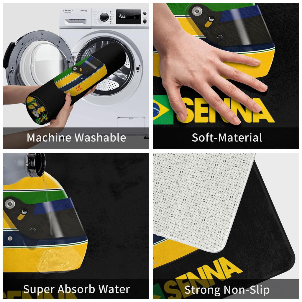 Ayrton Senna Racing Driver Front Floor Door Entrance Mat Indoor Bath Kitchen Doormat Toilet Carpet Rug