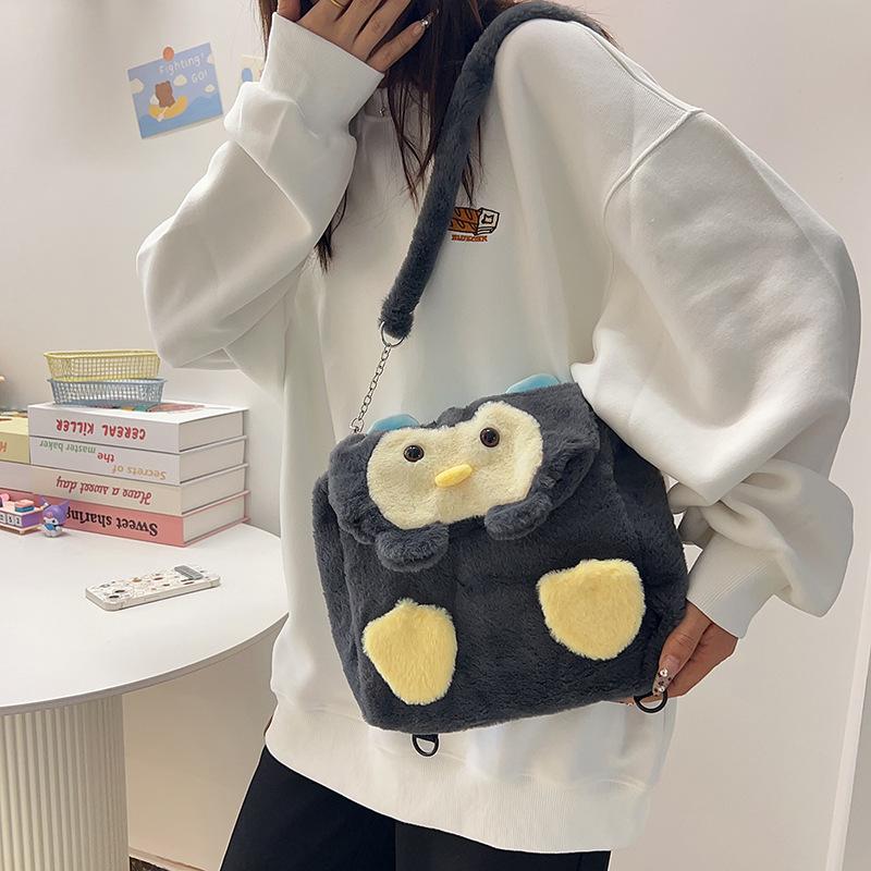 Cute Bow Lamb Plush Doll Messenger Bag Girl Soft Heart Cute Cartoon Student Double Shoulder Storage Bag