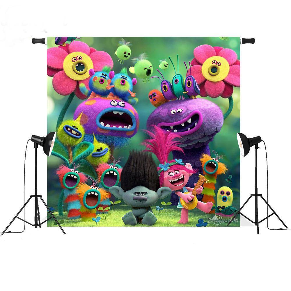 Fundo Fotográfico de Natal Trolls World Tour Para Estúdio de Fotografia Infantil Decoração Criativa