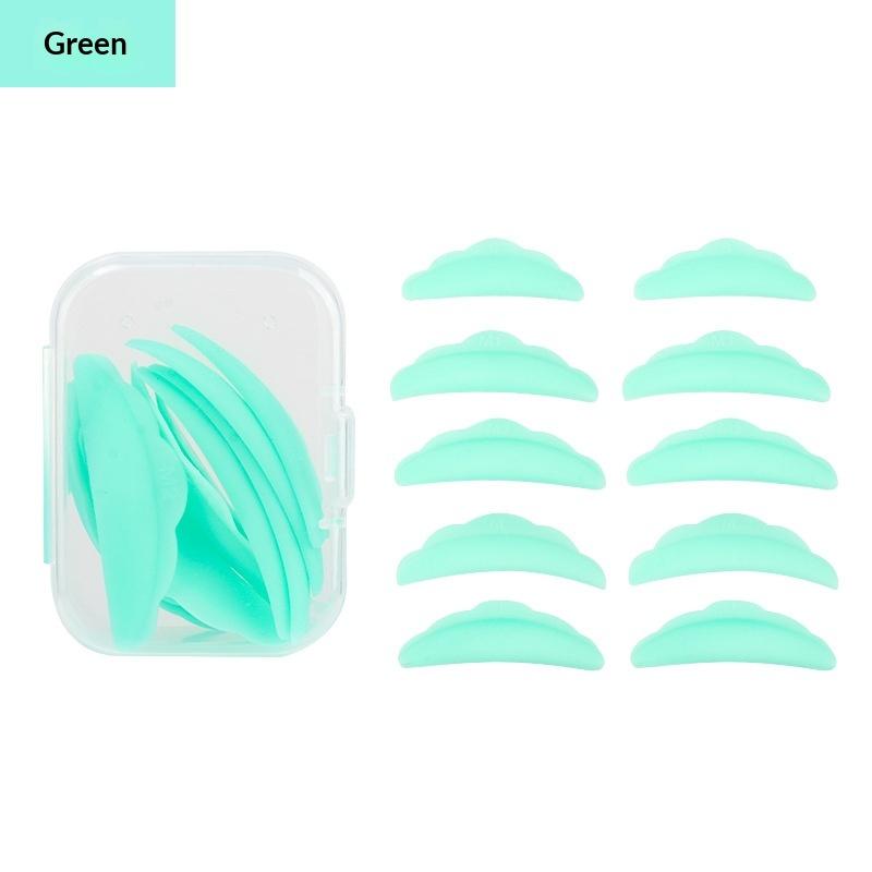 

5 Pairs Eyelash Lifting Kit Silicone Lamination Pad Reusable Eyelash Perm Rods 3D Eyelash Curler Accessories Tools зелений