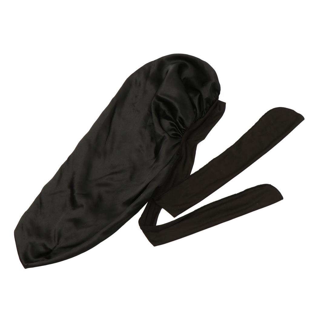 Satin Hair Bonnet Butterfly Bowknot Elastic Band Wide Brim Hair Protection Hat Long Satin Bonnet Sleeping Accessory