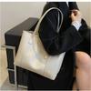 Simple Solid Color Large Capacity Tote Bag Casual Soft Leather Shoulder Bag for Women