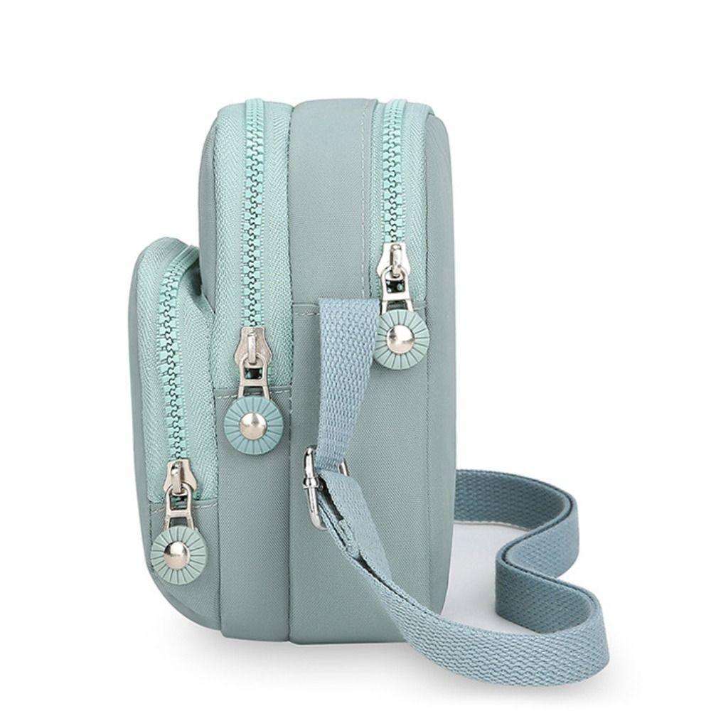 Square Zipper Crossbody Bag Multi-functional Small Phone Bag Simple Nylon Shoulder Bag  Women
