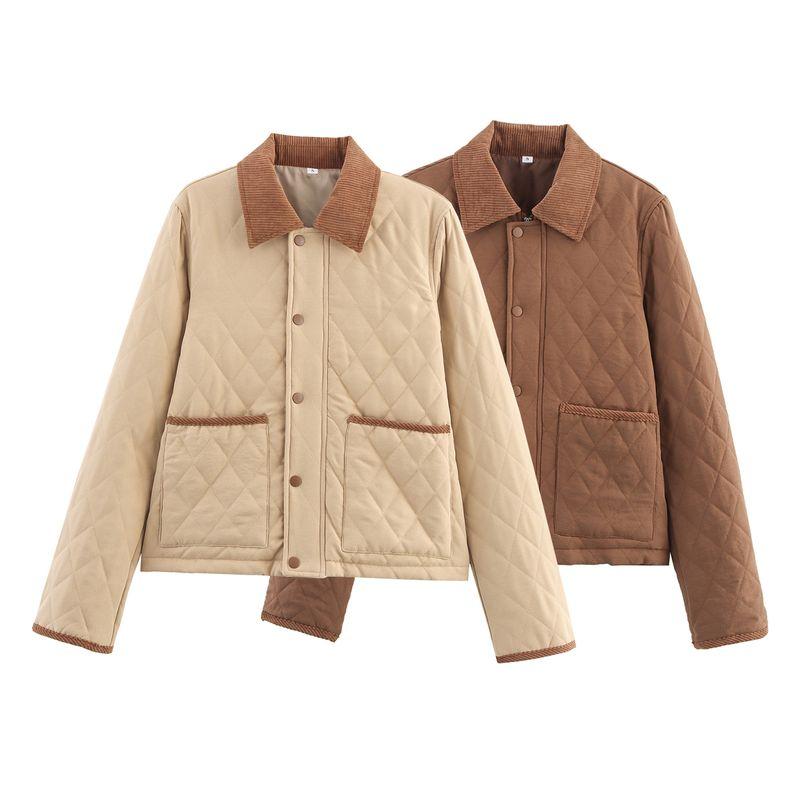 Kaslead New Women Clothes Western Style Fashion Simple 2-Color Comfortable and Versatile Cotton-Padded Coat Outerwear