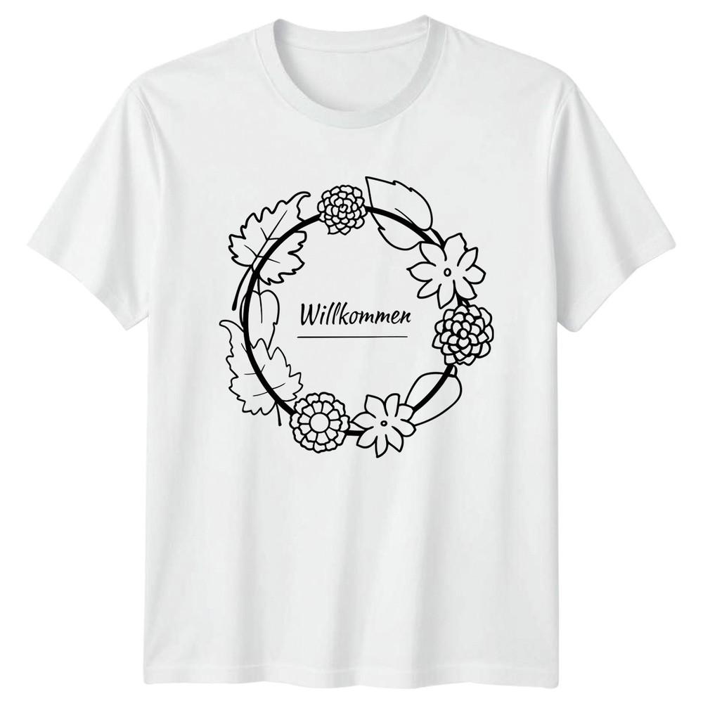 WillkomUnisex TShirt GerUnisex Autumn Wreath Floral Christmas Gift For Him And Her S