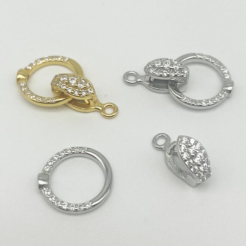 Yansheng S925 Sterling Silver Double-Headed Diamond Inlaid Clasp for Necklace or Bracelet.