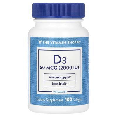 Vitamina D3, 50Mcg (2,000 UI), 100 cápsulas blandas