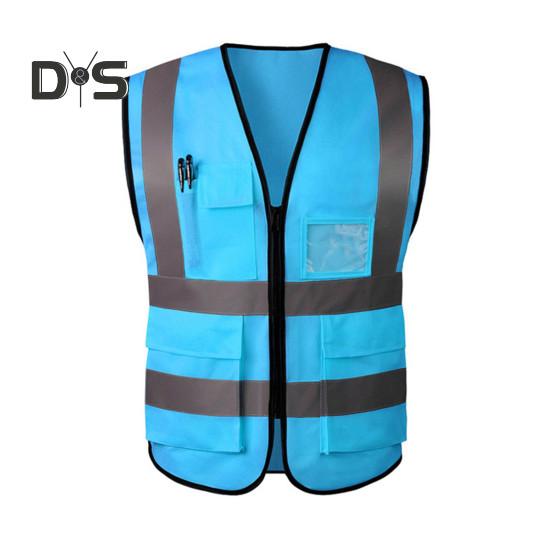 Kamizelka robocza męska damska odblaskowa kamizelka dekolt w serek bez rękawów zamek błyskawiczny plisa oddychająca nocna kamizelka bezpieczeństwa
