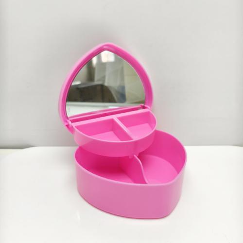Hair Accessories Box Jewelry Storage With Mirror Pink Hair Clips Rubber Band Organiser For Girls Children Portable Travel Case