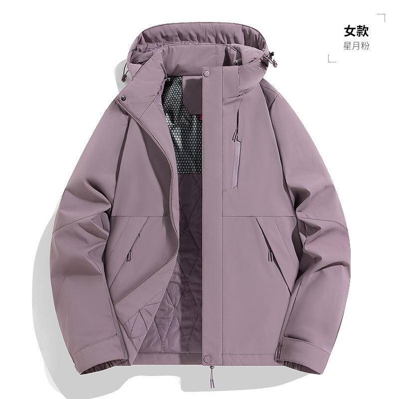 New cotton-padded men's graphene outdoor windproof and waterproof mountaineering suit thermal jacket men's couple black gold cotton-padded clothes