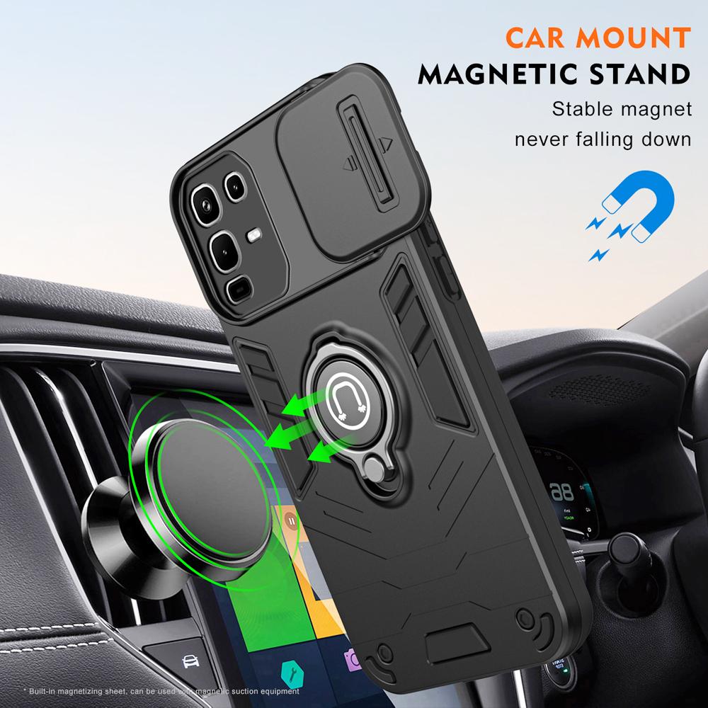 KEYSION Shockproof Case for Infinix Note 50 Pro 4G Slide Camera Protection Ring Stand Phone Cover for Infinix Note 50X 5G 50S 5G