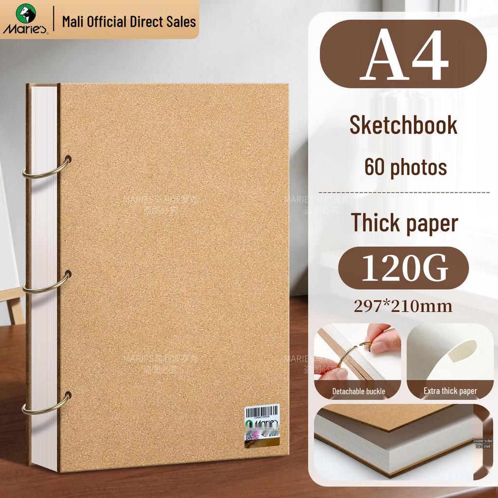 Mali Art Student A4 Thickened Cowhide Spiral Sketchbook, Blank for Hand-Painted Drawings