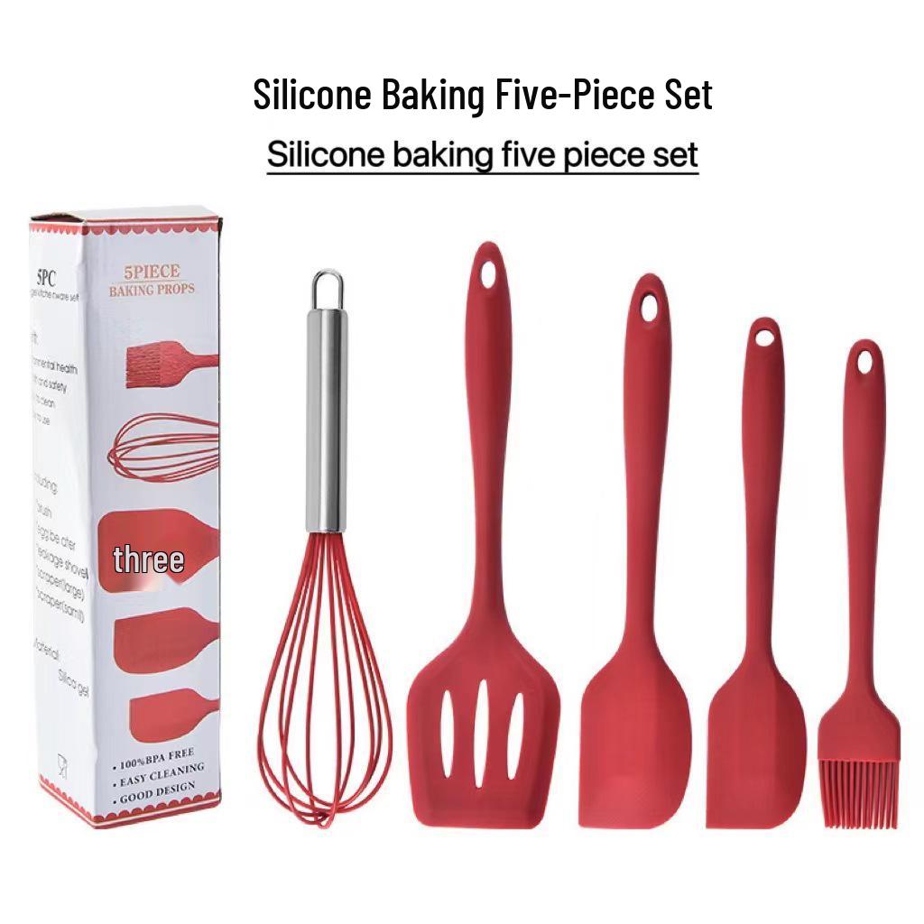 Silicone 5-Piece Baking Set: Spatula, Oil Brush, Whisk, High-Temperature Resistant Tools