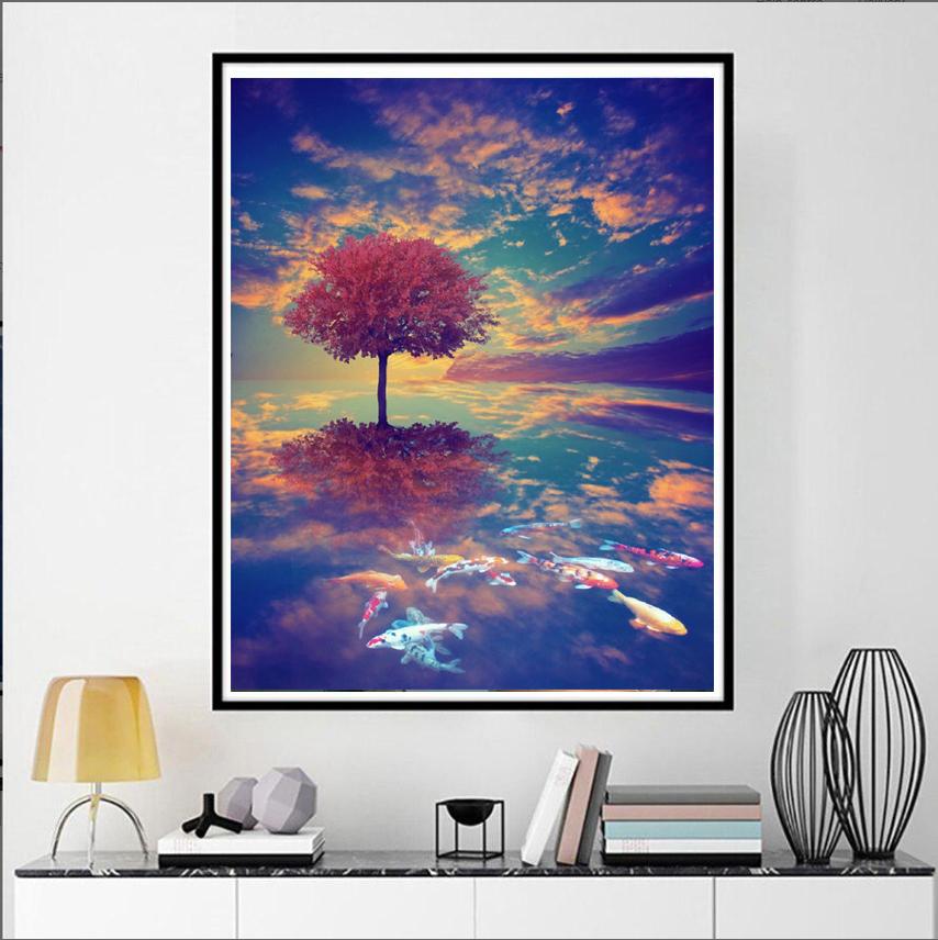 Diamond Embroidery Cross Stitch Full Diamond Mosaic Tree Shadow DIY Diamond Painting