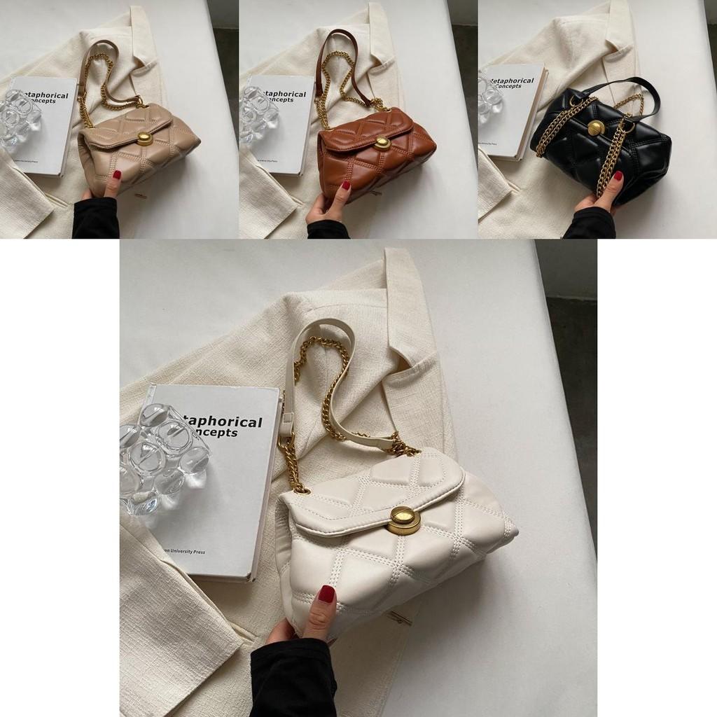 Chic Black Quilted Chain Crossbody Bag For Women Stylish Pu Leather Shoulder Purse