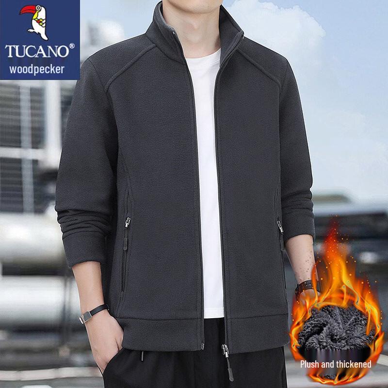 

TUCANO Men s Autumn/Winter Plus Size Fleece Stand Collar Zip Jacket 8XL