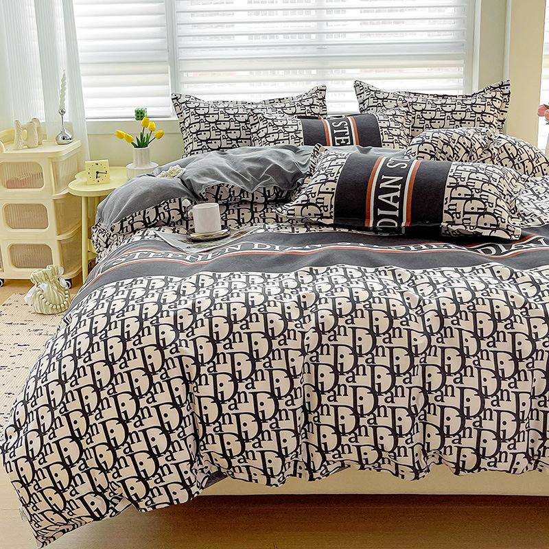 Class A Maternal And Infant Grade Ins Small Fresh Thickened Abraded Four-Piece Set Skin-Friendly Sheets Washed Cotton Quilt Cover Dormitory 3Pcs Set