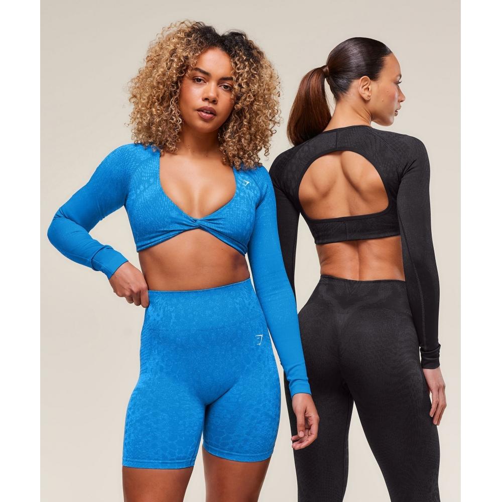 Gymshark Adapt X Whitney Animal Seamless Long Sleeve Top Black Asphalt Grey B3b2j Bc3d