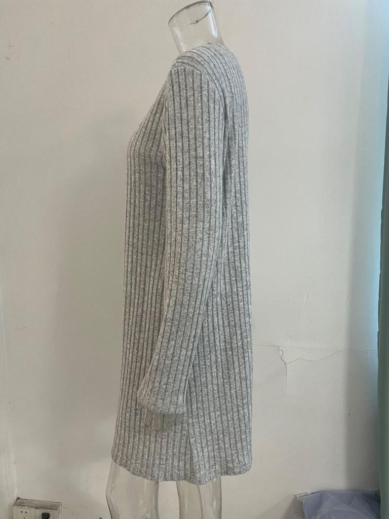 Women's  Piece Outfit Ribbed Knit Long Sleeve Open Front Cardigan And Bodycon  Dress Set