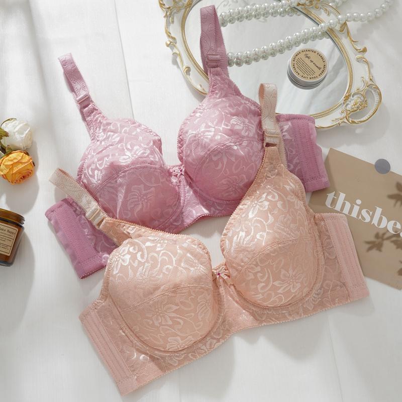 Sutien cu bordură din dantelă de lux de mărime mare, ajustare laterală a sânilor, lenjerie de corp Sutiene subțire de vară, sutien adunat respirabil