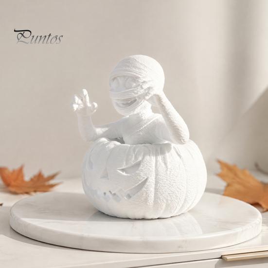 Personalisiertes Geschenk für Erwachsene 3D-gedruckter Kürbisjunge Figur, Unbemalte weiße DIY-Statue, Leere PLA-Skulptur Kunst Halloween Mumie Skulptur, Kreativ