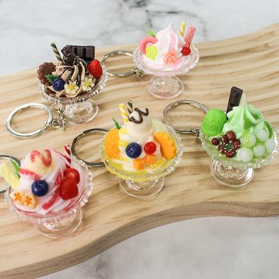Simulazione gelato portachiavi creativo cibo portachiavi per le donne carino imitazione gelato dessert tazza borsa ciondoli portachiavi regalo