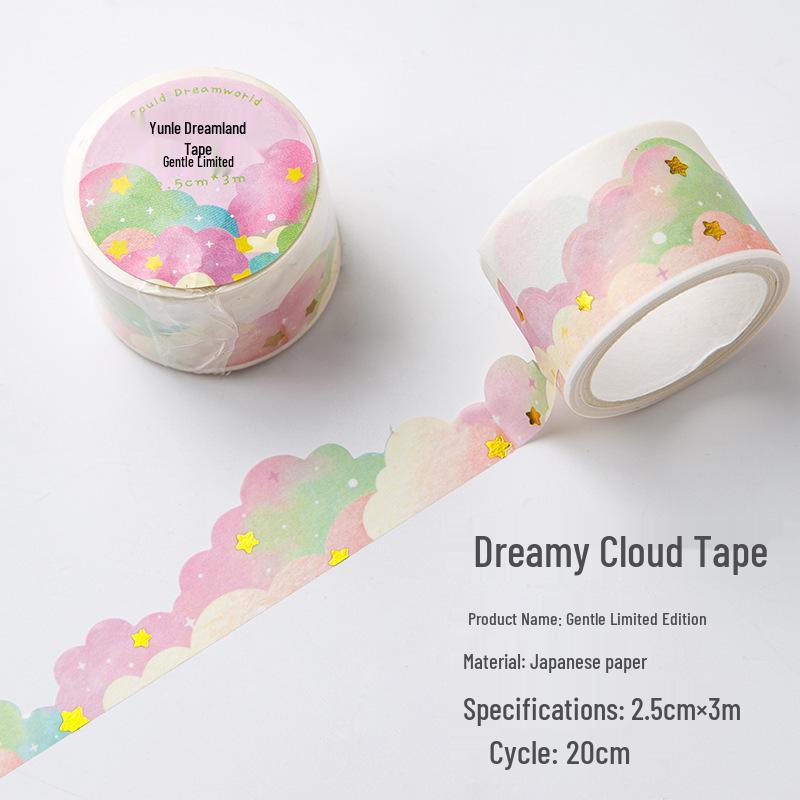 Cloud Dream Gold Foil Scenery Washi Tape - Decorative Journal Sticker Roll