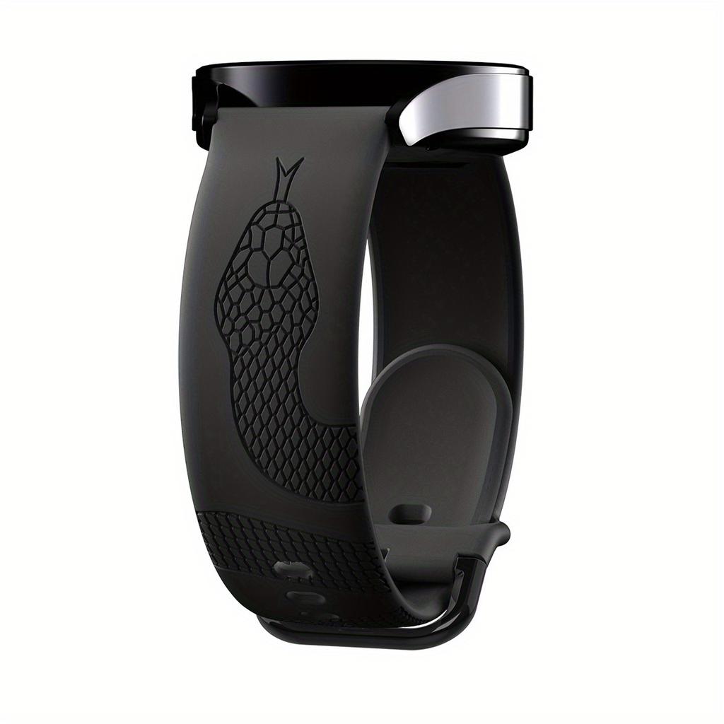 18/20/22mm Carved Snake Print Silicone Strap for Galaxy Vivoactive 5/3/Venu/Sq 2 & GT3/GT2, Durable Stylish Replacement Band
