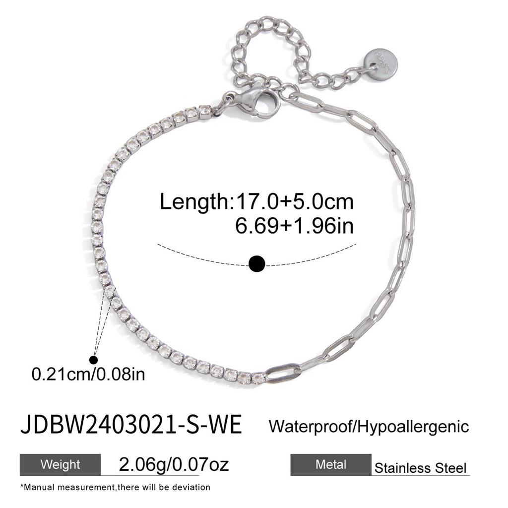 Jiedin European and American stainless steel rhinestone bracelet high-value jewelry does not fade titanium steel jewelry