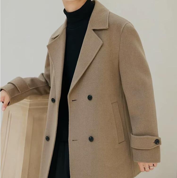 Men's Wool Trench Coat, Double-Sided, Mid-Length, High-End, New for Autumn/Winter.