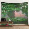 Retro oil painting, water lily print, tapestry, flower and plant wall hanging, home decoration, abstract aesthetic tapestry