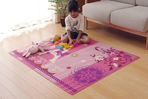 IKEHIKO Desk Carpet, Girl's Eiffel Pattern, Rectangular, "Jeanne Two," Pink, Approx. 133 X 170 Cm #4720739