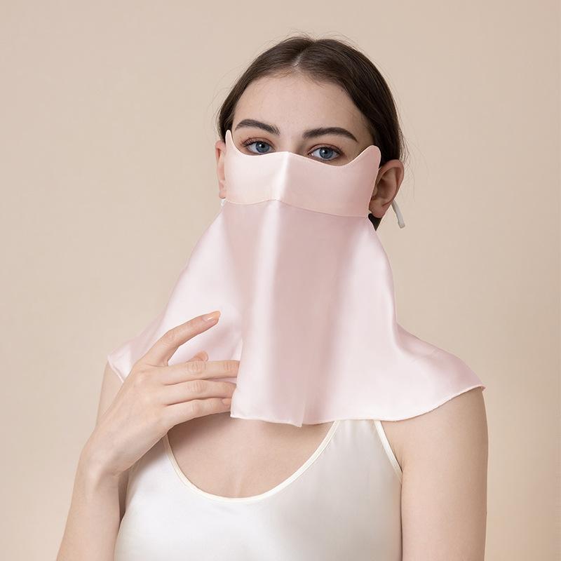 Summer Silk Sunscreen Full Face Neck Protection UV Protection Riding Driving Face Mask Mulberry Silk Mask Veil