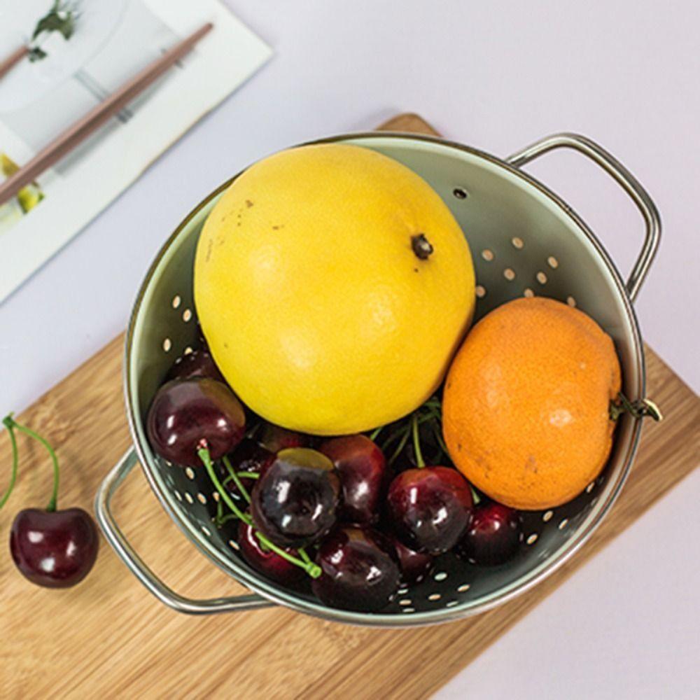 Self Draining Fruit Drain Basket Carbon Steel Vegetable Strainer Countertop
