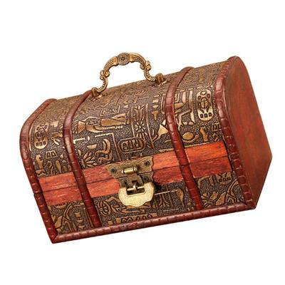 Drewniana zamykana szkatułka na biżuterię z zamkiem do dekoracji domu Ręcznie robiony drewniany organizer do przechowywania pamiątek Antyczne pudełko