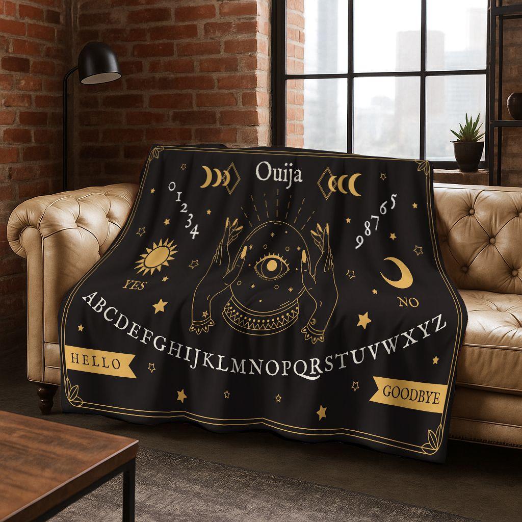 Witch Ouija Gothic Spirit Board 3D Retro Flannel Blanket,Warm and Cozy Soft Throw Blanket for Home Bedroom Bed Sofa Travel Cover