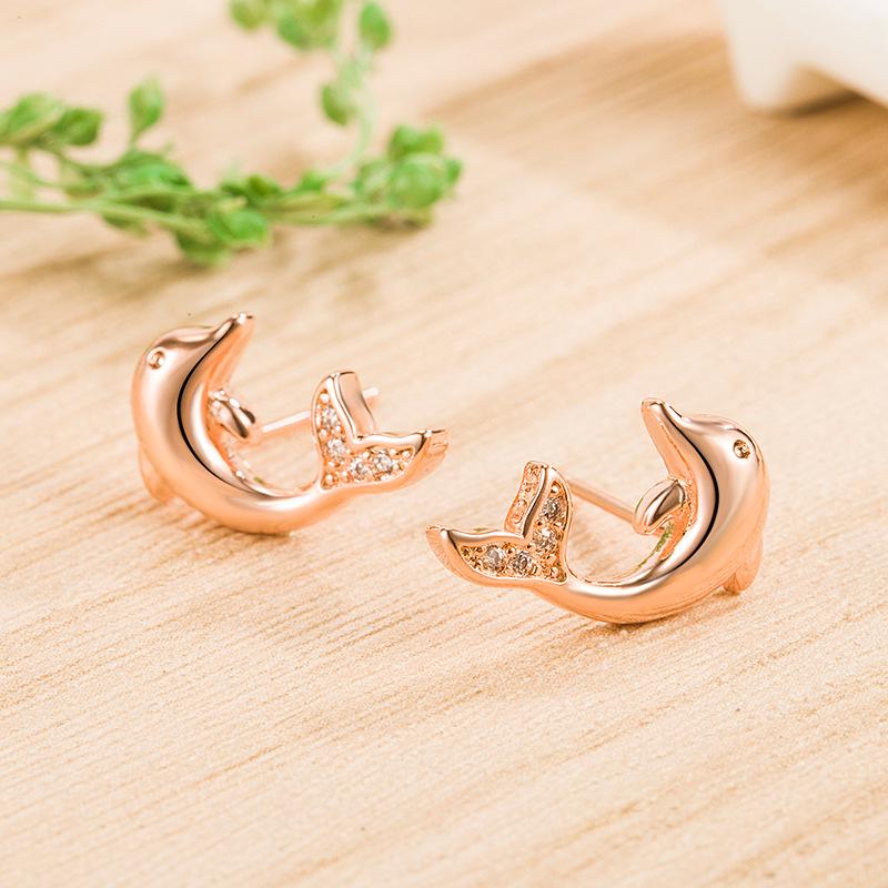 

Серебряные серьги-дельфины S925: Простой циркон в корейском стиле для женщин, Новая осенне-зимняя мода