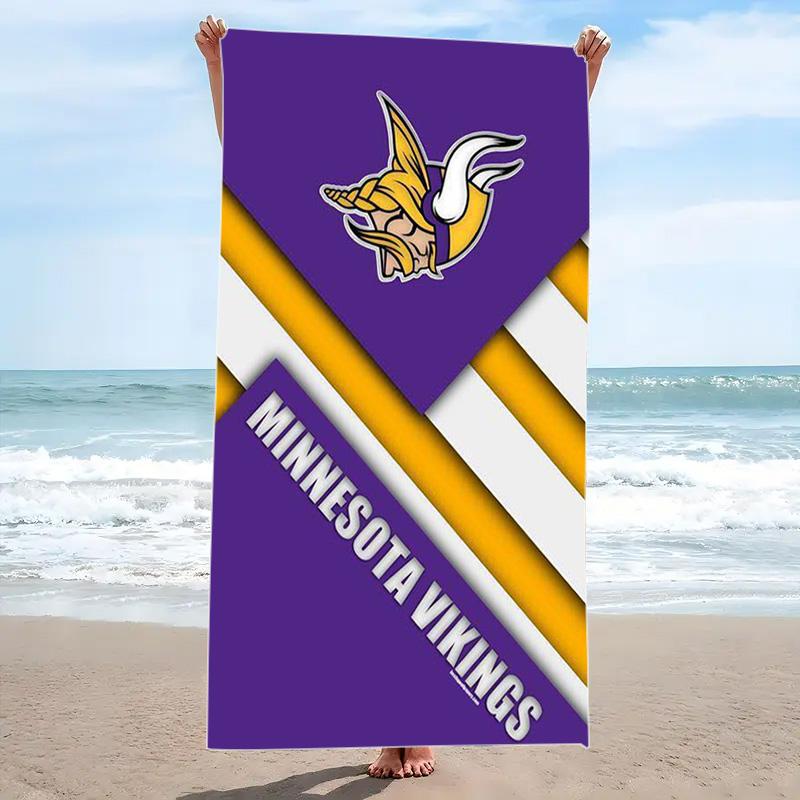 Minnesota Vikings Print Beach Towel, Large Soft Quick Dry Towel for Beach Camping Swimming