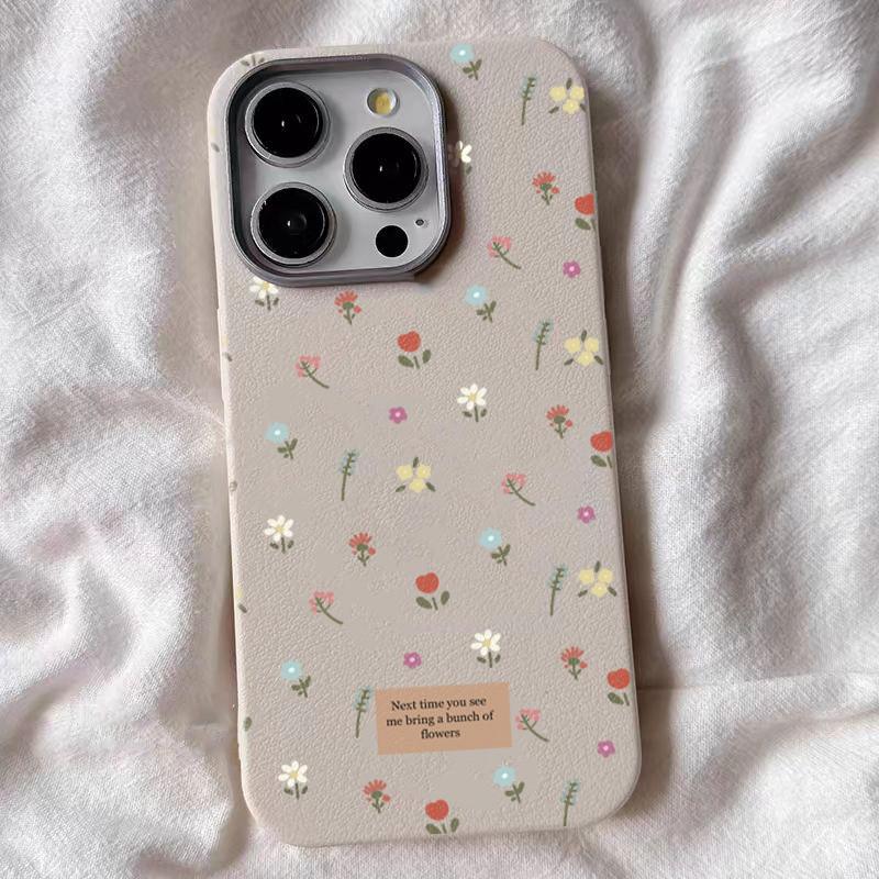 Colorful Small Floral Phone Cover Case for IPhone 16 15 14 13 12 11 Pro Max 7 8 Plus X XS XR Leather Texture Soft Silicone Cover