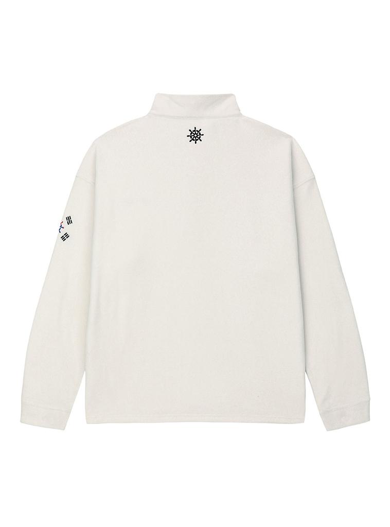 Notbad Korea Taegeuk Embroidered Half-Zip Fleece - Ivory