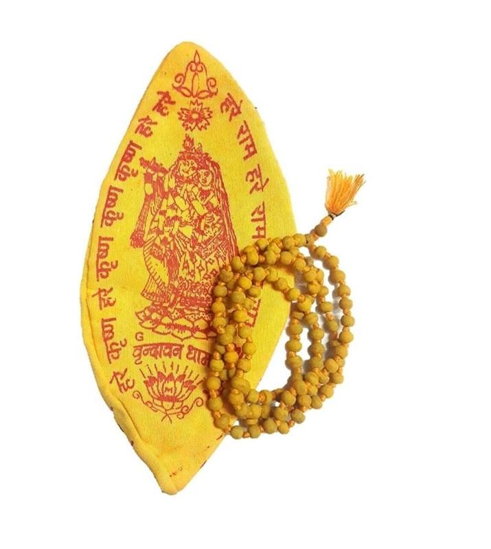 TreegoArt Haldi Jaap Mala Pure Turmeric Handmade Mala Natural 108 Beads with Jaap Bag Pack of 2 жёлтый
