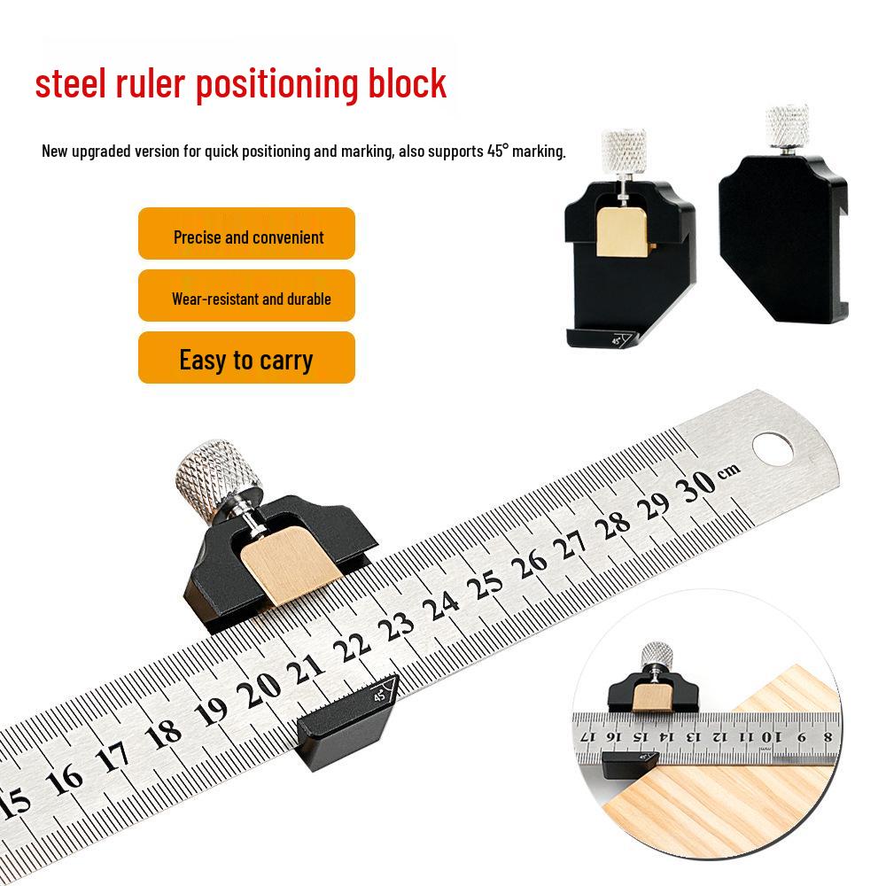 Steel Ruler Positioning Block - 45° Marking Card Positioner & Limit Slider
