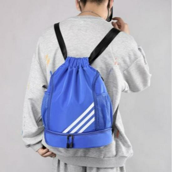 Large Capacity Drawstring Sports Backpack with Dry-Wet Separation for Basketball, Running, Mountaineering, and Swimming